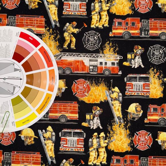 Firefighter, Fire Truck, Dalmatian, Fire Rescue - Brother Sister Design - 1/2 Yd - Picture 5 of 6